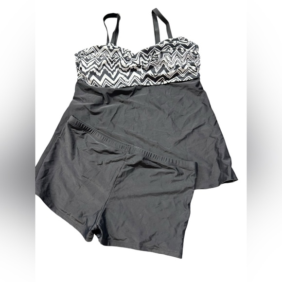 ZANDO women’s plus size 3X modest twist front Tankini swimsuit boy shorts bottom - Picture 2 of 10